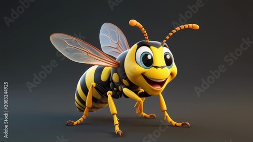 Animated yellow cartoon bird with wings flapping, dynamic motion, vibrant colors, playful style animation