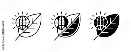 Foto Eco-friendly Earth Icons, Global Sustainability Symbols, Green Planet Leaf Graph
