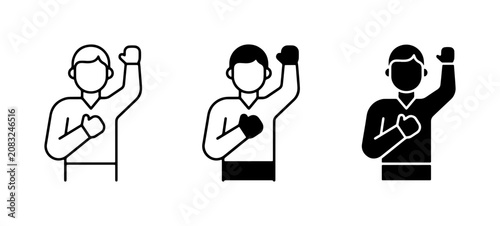 Konstfotografi Honest man icon set, person making a promise with hand on heart, sincere loyalty