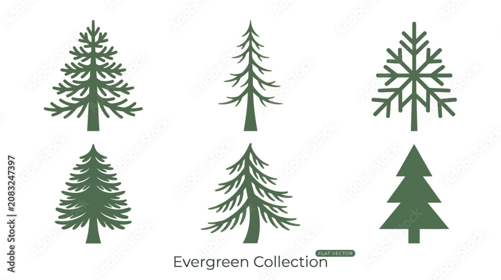 Obraz premium Various evergreen tree silhouettes