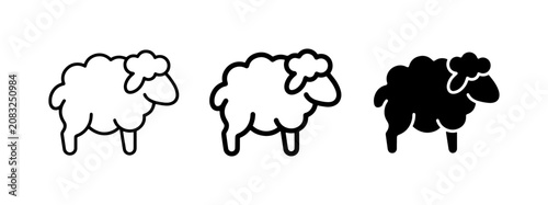 Slika na platnu Sheep Icons Set: Outline and Silhouette Vector Graphics for Farm and Livestock T