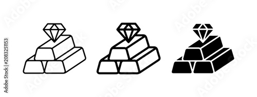 Gold Bars and Diamond Icons, Luxury Wealth Symbols, Precious Metal and Gemstone Graphics, Financial Investment Concepts