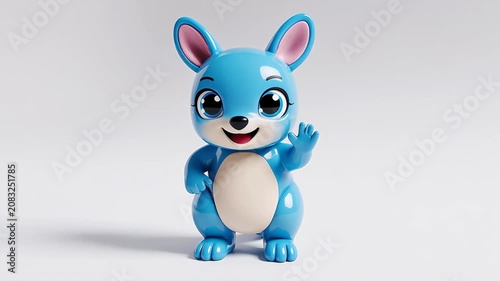 Blue cartoon puppy with floppy ears jumping joyfully, playful animation style
