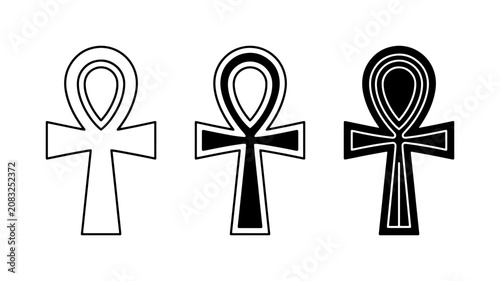 Tableau sur toile Egyptian Ankh Symbols, Ancient Life Key Icons, Hieroglyphic Cross Vector Set