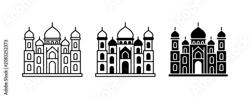 Bild auf Leinwand Taj Mahal Icons, Indian Architecture Symbols, Islamic Monument Graphics, Travel