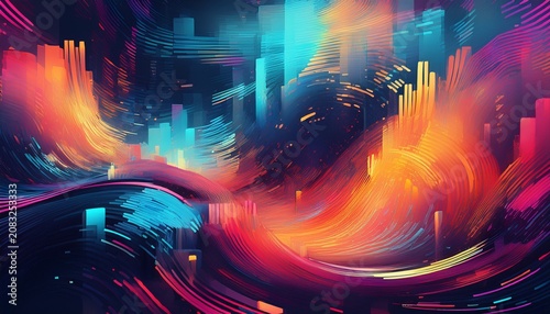 Abstract Digital Glitch Art Background Vibrant Colors Noise Texture
