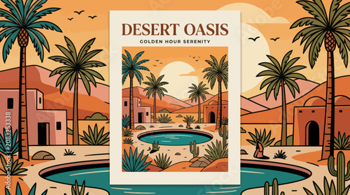 Obraz na płótnie Desert oasis sunset serenity