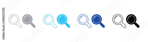 Tableau sur toile Magnifying glass search icon linear and solid glyph style with magnifying resear