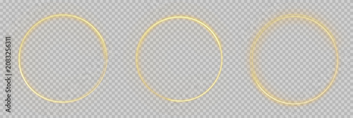 Fascinating golden glowing fire ring with burning sparks and magic light effect on transparent background overlay. Circle fire Vector design for illusion show poster or fantasy story asset.
