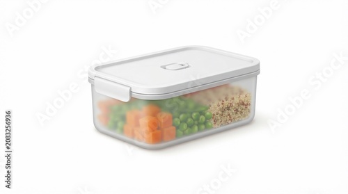 Plastic container with healthy food.
