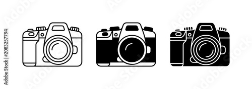 Photos Digital Camera Icons, DSLR Camera Graphics, Photography Equipment Vector Set