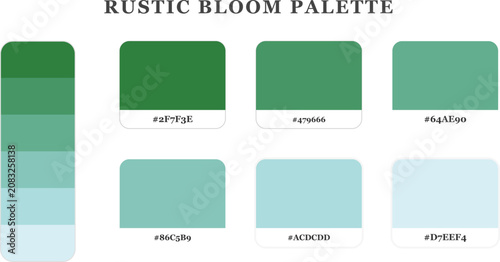 Konstfotografi Rustic bloom natural color palette featuring six fresh green and teal shades for eco friendly graphic design projects now