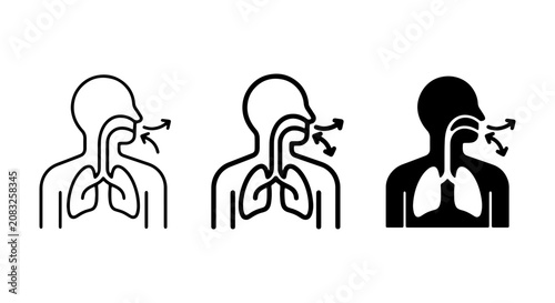 Fotografía Human Respiration Icons, Respiratory System Vector Graphics, Breathing Process I