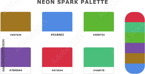 Obraz na plátně Neon spark palette with vivid greens, bright blues, fiery reds, and rich purples, perfect for eye-catching designs