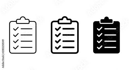Bild auf Leinwand Checklist Icons Set, Clipboard Task List Vector Graphics, Simple To-Do List Symb