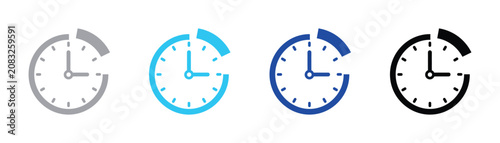Time management clock timer vector icon with management deadline schedule measurement illustration interface template countdown duration productivity efficiency planning business circular