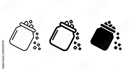 Obraz na płótnie Sugar Jar Icons, Sweetener Container Vector Graphics, Granulated Sugar Outline a