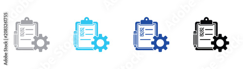 Clipboard task list with pencil and gear icon clipboard checklist management planning business document optimization administration strategy organization productivity completed technical