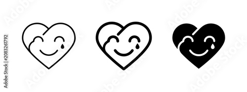 Foto Crying Heart Emoji Icons, Sad Love Symbols, Emotional Faces, Vector Graphics Set