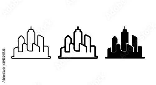 Quadro su tela Cityscape Icons, Urban Skyline Silhouettes, Modern Architecture Symbols, Vector