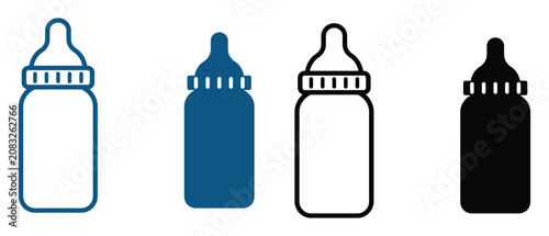 Bottle vector silhouette set for baby feeding equipment