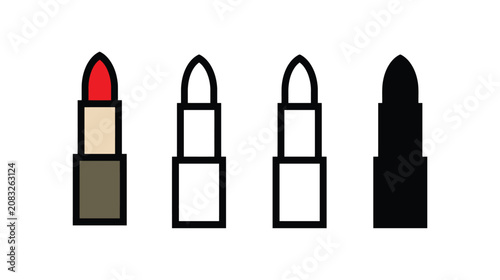 Lipstick vector icon set showing cosmetics beauty makeup