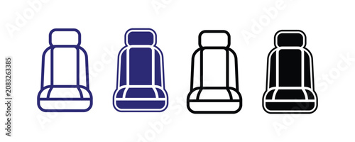 Seat vector icon set illustrating automotive car upholstery