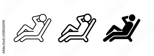 Foto Relaxing Person Icons, Lounge Chair Silhouettes, Vacation Mood Vector Set