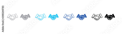 Cuadro en lienzo Professional handshake icon collection in linear and silhouette design with hand