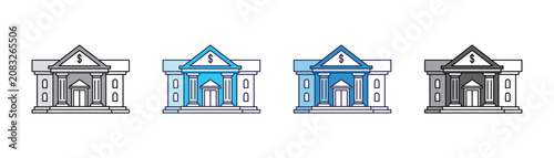 Minimalist bank building icon with dollar sign symbol building financial institution currency business investment commercial structure architecture illustration corporate transaction