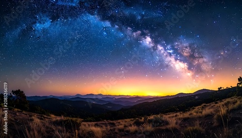 Milky Way Galaxy Over Mountain Landscape.