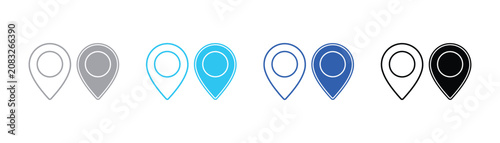 Foto Map pointer markers with circle cutout effect in outline and solid black icon st
