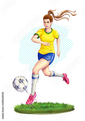 soccer player kicking ball
