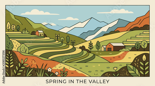 Rolling hills and agricultural terraces