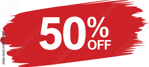 Obraz na płótnie Red 50 percent off discount sign vector illustration