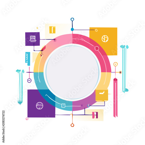 Colorful Circular Diagram with Nodes and Connections