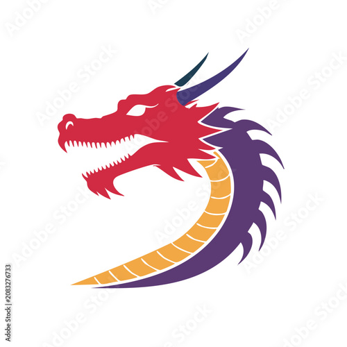 Colorful dragon head vector illustration