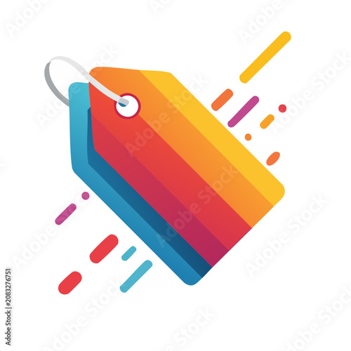 Colorful flat design price tag with decorative elements