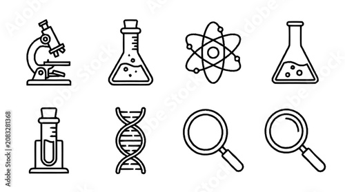 Konstfotografi Scientists examine DNA model with microscope and magnifying glasses in a lab
