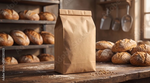 Bakery Packaging Mockup in Bread Shop