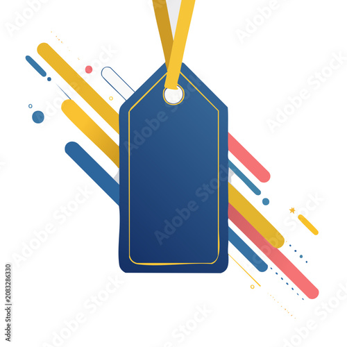 Flat design price tag with dynamic lines