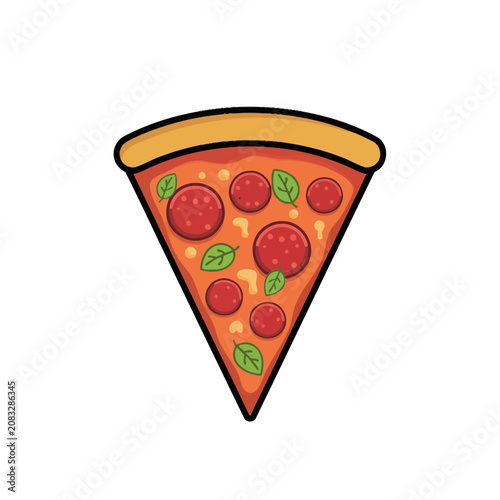Flat illustration of a pepperoni pizza slice
