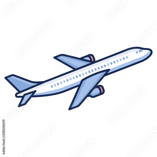 Flat vector illustration of a commercial airplane