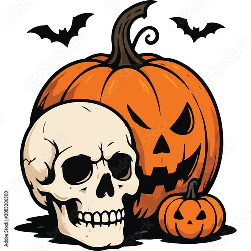 Halloween Skull Illustration