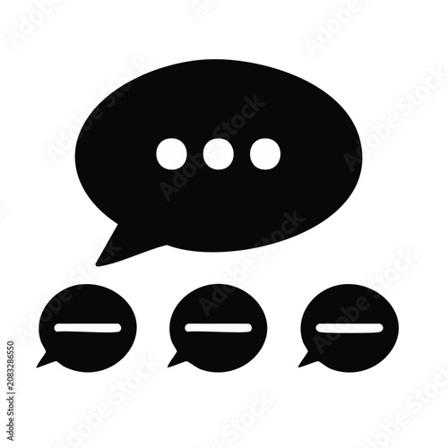 Black speech bubble icon with dots and smaller bubbles