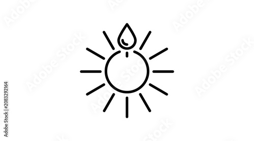 Sun with water drop icon, representing energy, power, heat, and clean water resource