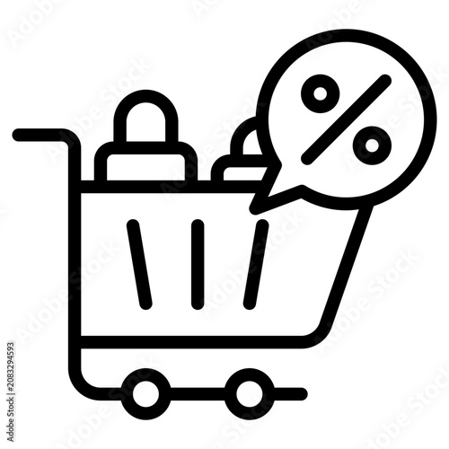icon shopping cart with promotion sale style line vector 
