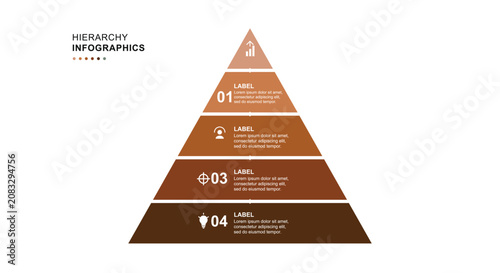 Tableau sur toile Four levels hierarchy pyramid infographics presentation template with label sect