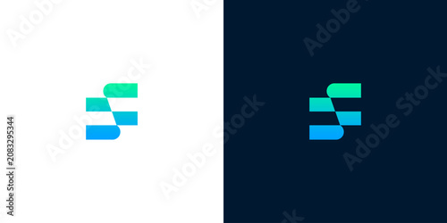 Quadro su tela Abstract modern geometric letter S logo icon design with blue and green gradient