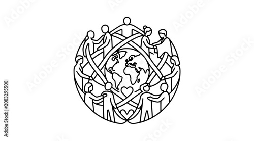 Global Unity and Cooperation: People Holding Hands Around Earth